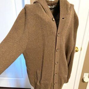Brunello Cucinelli 100% Cashmere Rib Knit Button Front Cardigan Hoodie EUC